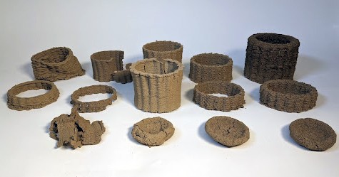 Experimental 3D printed earth structures developed by students
