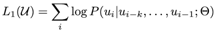 Standard language modeling objective used in unsupervised pertaining