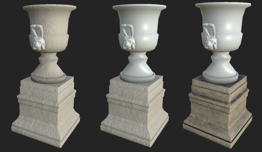 Urns (from left to right – unmasked, masked, “wear” generator)