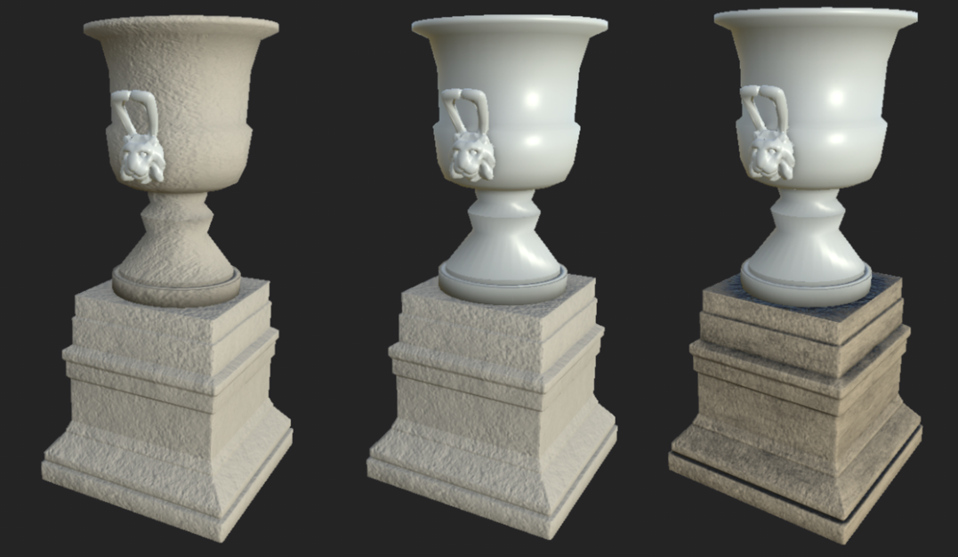 Urns (from left to right – unmasked, masked, “wear” generator) Urns (from left to right – unmasked, masked, “wear” generator)